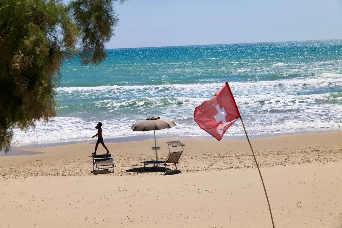 Beach with flag